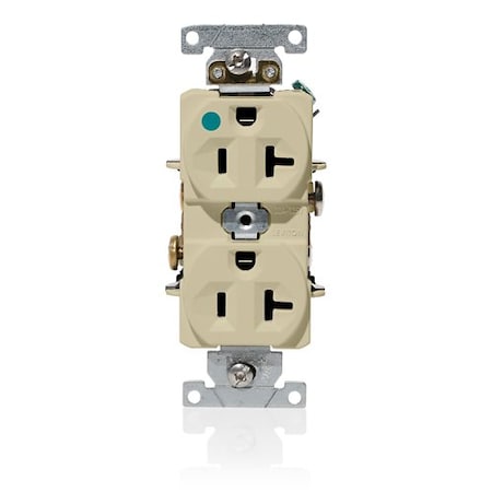 Leviton Duplex Outlet, Ivory 20A 125V C8300-I