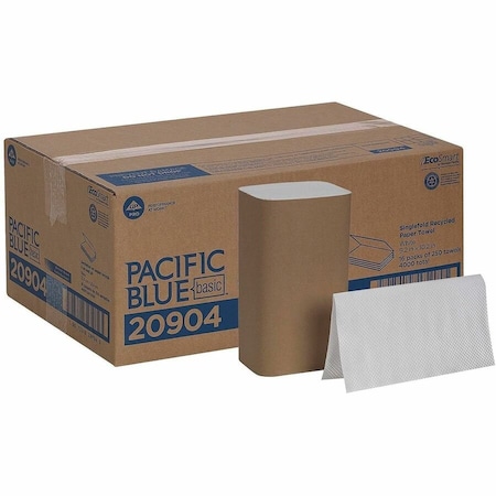 Georgia-Pacific Pacific Blue Basic Single Fold Paper Towels, 1 Ply, 250 Sheets, White, 16 PK 20904