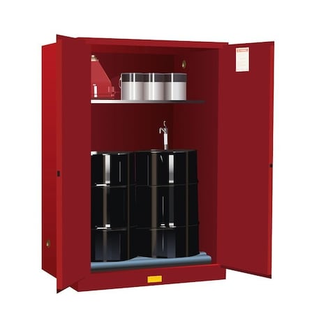 Justrite 60 gal, 1 Shelves, 18-Gauge Steel, 43 in W x 65 in H x 34 in D, Red 899061
