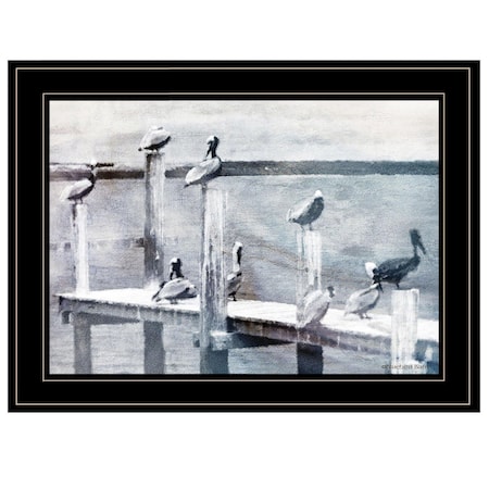 Homeroots Birds on a Pier 3 Black Framed Print Kitchen Wall Art 406707
