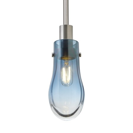 Besa Lighting Wish Stem Pendant, Blue/Clear, Satin Nickel Finish, 1x40W Incandescent 1TT-WISHBL-SN