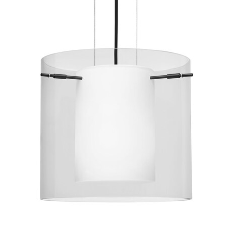 Besa Lighting Besa Pahu 12 Cable Pendant, Clear/Opal, Black Finish, 1x 100W MAX E26 Base 1KG-C18407-BK