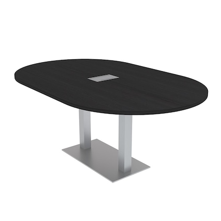 Skutchi Designs Racetrack Conference Table With Power, 48 in W, 72 in L, Black HAR-RAC-48X72-DOU-U999ST19-ESIL