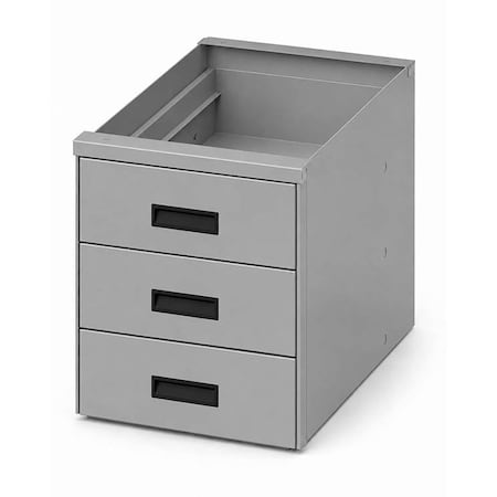 Pucel 3-Drawer Unit, 15.5 in W x 24 in D x 18.5 in H, With Recessed Handles, Light Blue 1424-3-RH