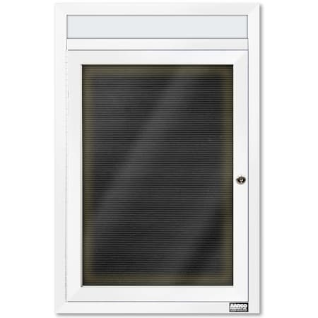 Aarco Illuminated Enclosed Letter Board Directory w/ Powder Coated White Al Frame and Header, 24''Hx18''W ADC2418HIW