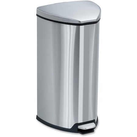 Safco 7 gal. Stainless Steel, Rigid Plastic Triangular Wastebasket, Silver 9686SS
