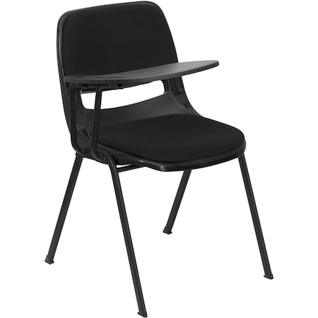 Flash Furniture Right Handed Tablet Arm Chair, Plastic, Bk, 21" W, 25.5" L, 32" H, Black RUT-EO1-01-PAD-RTAB-GG