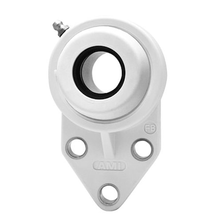 Ami Bearings SINGLE ROW BALL BEARING - 1in NARROW SET SCREW WHITE 3-BOLT FLANGE OPN COV BS BFBL5-16CW