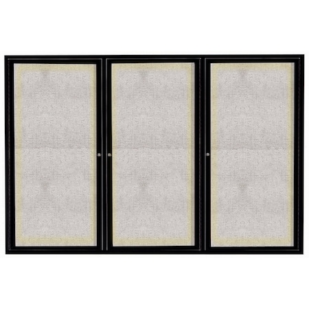 Aarco Outdoor Illuminated Enclosed Bulletin Board w/ Al Frame, Powder Coated Black, 48''Hx72''W ODCC4872-3RIBK