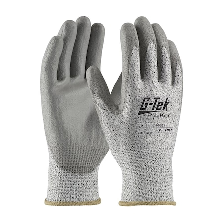 G-Tek Economy Seamless Knit A3 PolyKor Blended Glove w/PU Coated Flat Grip on Palm&Fingers, 12PK 5267