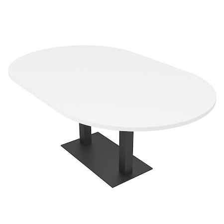 Skutchi Designs Racetrack Conference Table With Power Unit, 48 in W, 72 in L, White HAR-RAC-48X72-DOU.BK-W960-NA