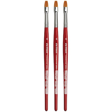 Da Vinci COSMOTOP-SPIN Silk painting Brush, Synthetic, Watercolor, Flat, Size 6, 3PK VA-5880_6