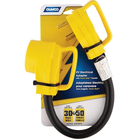 Camco PowerGrip 30A/50A Dogbone RV Power Cord Adapter 55183