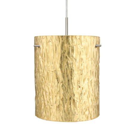Besa Lighting Besa Tamburo 8 Pendant, Stone Gold Foil, Satin Nickel Finish, 1x 11W LED 1JT-4006GS-LED-SN