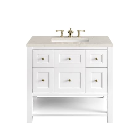 James Martin Vanities Breckenridge 36" Single Vanity, Bright White, w/ 3 CM Siberian Silestone Top 330-V36-BW-3SFR