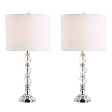 Jonathan Y Paul 26" Crystal/Metal LED Table Lamp, Clear/Chrome, 2PK JYL5041A-SET2