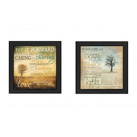 Homeroots Set Of Two Meaning 2 Black Framed Print Wall Art, 2PK 405693