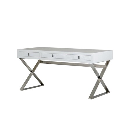 Homeroots 21" White Crocodile Mdf And Steel Desk 284139