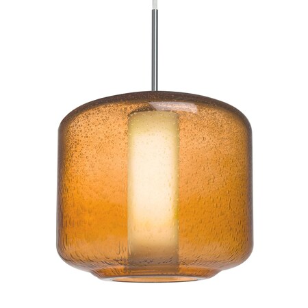 Besa Lighting Besa Niles 10 Pendant, Amber Bubble/Opal, Satin Nickel Finish, 1x 5W MAX E26 Base 1JT-NILES10AO-LED-SN