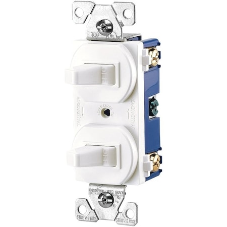 Eaton Wiring Devices Combination Toggle Switch, 15 A, 120/277 V, Screw Terminal, Steel Housing Material 275W-BOX