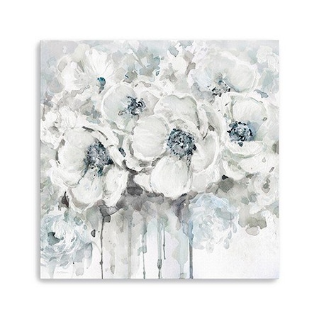 Homeroots Winter Blues Flower Unframed Print Wall Art 398874