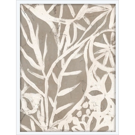 Homeroots Mudcloth Foliage I White Framed Print Wall Art 525917