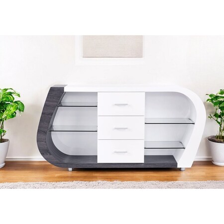Homeroots White And Grey Multi Tone Buffet With 3 Drawers 383917
