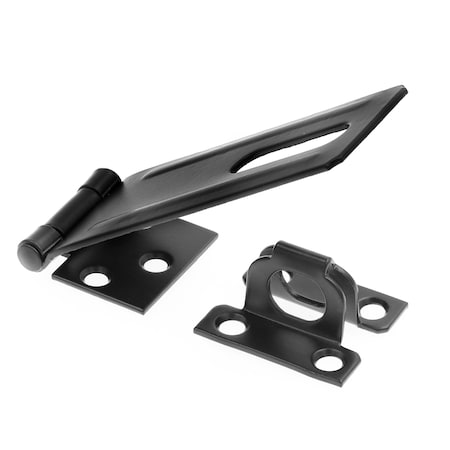 Prime-Line Door and Gate Safety Hasp Hinge Latch with Fixed Staple 4-3/8 inch with Screws Matte Black U 117178