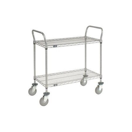 Global Equipment Nexel    Utility Cart, 2 Shelf, Nexelate   , 36"L x 18"W x 42"H, Pneumatic Casters 1836N2EP