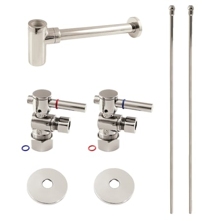 Kingston Brass Plumbing Sink Trim Kit with Bottle Trap, Polished Nickel CC53306DLLKB40
