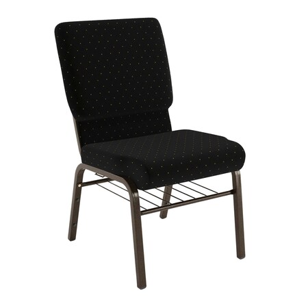 Flash Furniture 18.5"W Black Dot Fabric Church Chair w/Book Rack, 4PK 4-XU-CH-60096-BK-BAS-GG