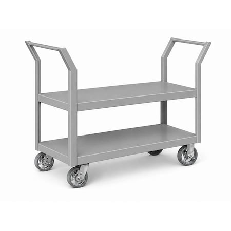 Pucel Double End Push Handle Truck, 24 in W x 48 in L x 36 in H, 5x2Semi Steel Casters, Light Blue 24-TRE-48S-OSH