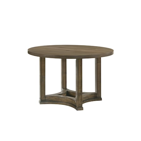 Homeroots 47" Oak Wood Pedestal Base Round Top Dining Table 631289