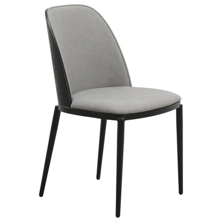 Leisuremod Tule Dining Side Chair, Black Frame with Light Grey Leather Seat TCBL18LGR