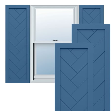 Ekena Millwork True Fit PVC Single Panel Herringbone Modern Style Fixed Mount Shutters, Sojourn Blue, 15W x 67H, PR TFP001HB15X067HB