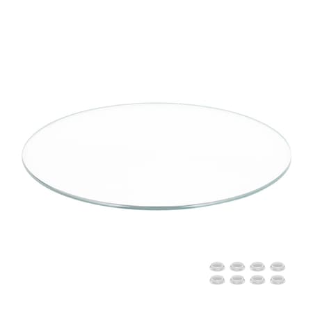 Fab Glass And Mirror 18in Round Ultra Clear Glass Table Top, Pencil Edge, Low Iron Extra Clear Tempered Glass 1/2 LI-18RT12THPE