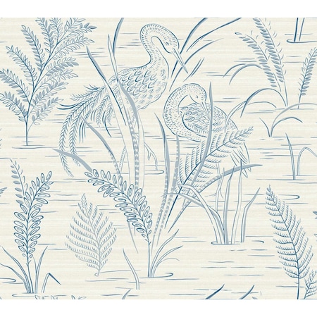 York Wallcoverings Fernwater Cranes Blue Wallpaper GR5954
