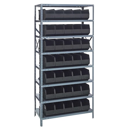 Quantum Storage Systems STEEL SHELVING UNIT W/ 35 BINS BLACK 1275-441BK