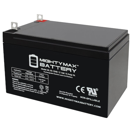 Mighty Max Battery ML15-12 - 12 Volt 15 AH, NB Terminal, Rechargeable SLA AGM Battery MAX4039906