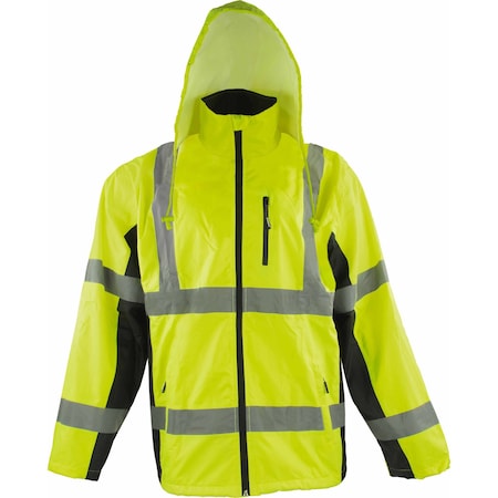Ironwear Class 3 Hi Vis Reflective Waterproof Safety Jacket, Lime, Small 6435-L-SM