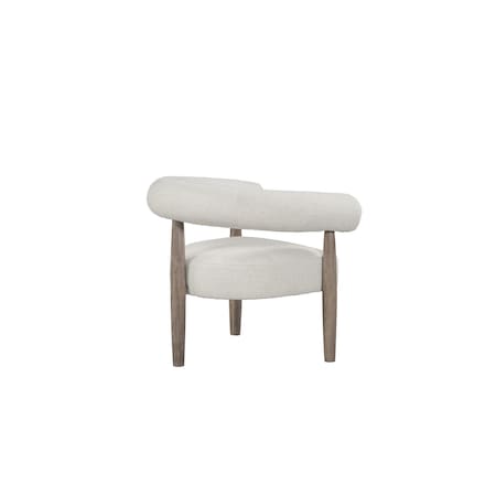 Homeroots 29" Off White and Ash Gray Fabric And Wood Arm Chair 554195