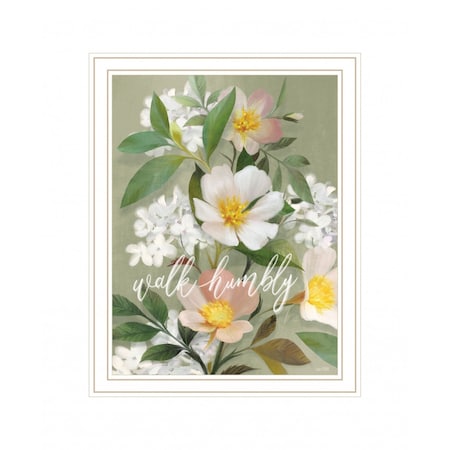 Homeroots Walk Humbly Floral 2 White Framed Print Wall Art 416138