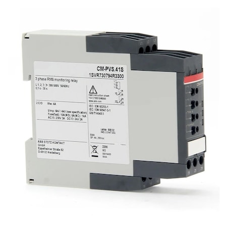 Abb CM-MPS.41P Three-phase monitoring relay 2c/o, 0, 0.1-30s, L1-L2-L3=3x300-500VAC 1SVR740884R3300