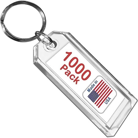 Easy 2 Buy Usa Premium Key Tag 3in Slip-Slot Plastic Heavy Duty Clear Crystal Label Ring Included, 1000PK 208.6