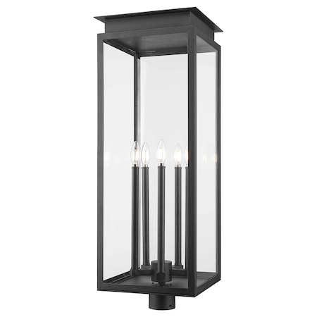 Z-Lite Nova 5 Light Outdoor Post Mount Fixture, Black/Clear, 12.5 In W x 35 In H 5018PHXLR-BK