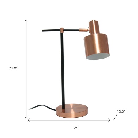 Homeroots 22" Rose Gold And Black Metal Table Lamp With Rose Gold Globe Shade 643307