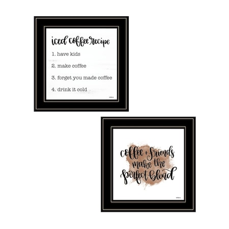 Homeroots Set Of Two Coffee and Friends Recipe Black Framed Print Kitchen Wall Art, 2PK 407954