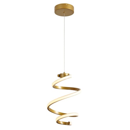Jonathan Y Whirl 11" 1-Light Modern Minimalist Metal Helix Swirl Abstract Integrated LED Pendant, Gold Painting JYL1704C