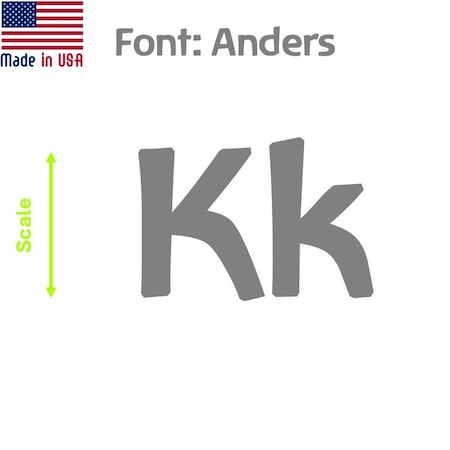 Aacc Self-Adhesive Vinyl Letter: k, Scale: 21 in. Color: Gray Font: Anders by, 12PK AACC-Anders-lk-Gray-I21x12