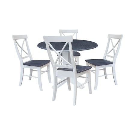 Whitewood Industries Extension Dining Tables, 45 in L, 38 in H, Parawood, 5 Piece K05-42DPT-23-C613-4